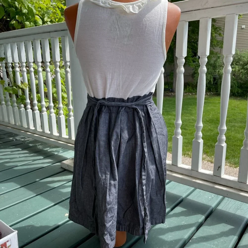 White Ruffle Dress with Gray Skirt Detail - Women’s Medium - Picture 2 of 3